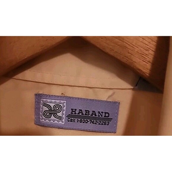 Haband Mens Button Up Shirt Yellow Embroidered Large - Picture 5 of 12